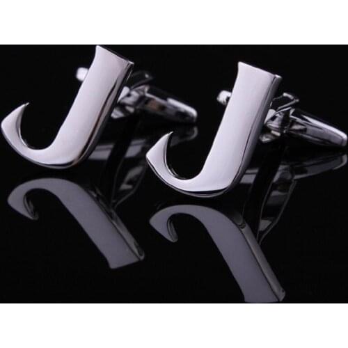 2 Pairs of Silver Tone Letter J Cuff links Mens Cufflinks