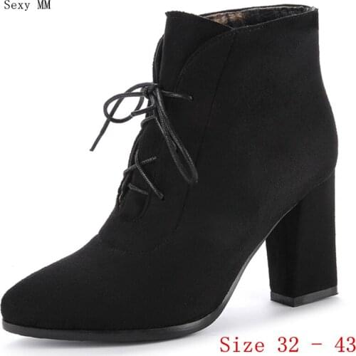 Spring Autumn High Heels Women Ankle Boots High Heel Shoes Woman Short Boots Small Plus Size 32 - 43
