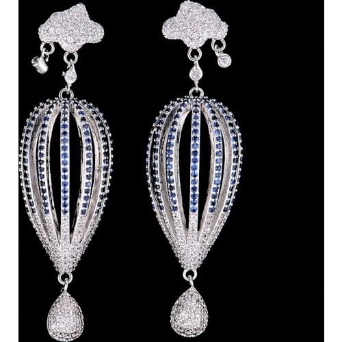 Blachette Popular Hot-air balloon Hollow Pendant Cubic Zirconia Drop Dangle Earrings For Women Girls Wedding Party Performance