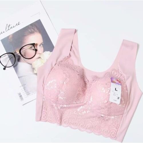 Plus Size Bra M-6L Cotton Full Cup Women Sexy Lace Push Up Bras One Piece Side Gathering c Cup Black Red Pink Bras Underwear