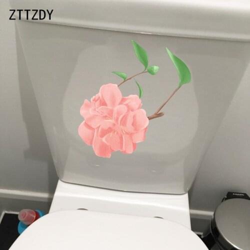 ZTTZDY 17*21.4CM Watercolor Pink Camellia Children Bedroom Wall Decal Toilet Sticker Decor T2-0143