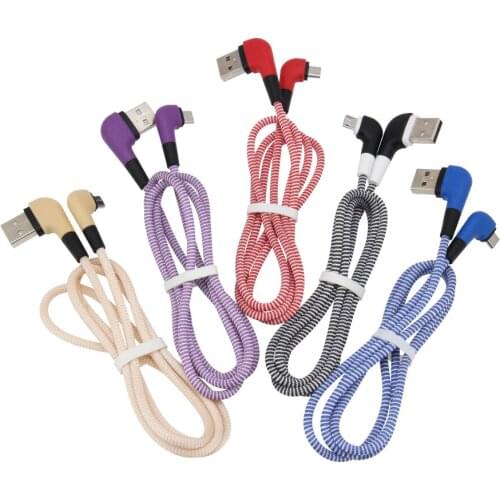 1M Elbow 90 Degree Cable For iphone Micro USB Type C Quick Charging Data Line Charge Cord For Xiaomi Huawei Phone 500pcs/lot