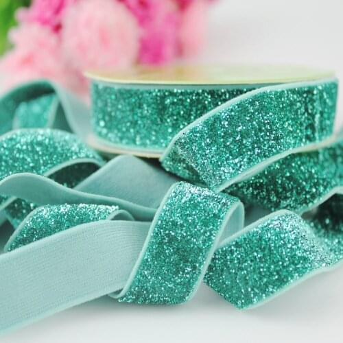 10 yards 16mm multicolor metallic elastic band stretch elastic velvet ribbon wedding gift wrap