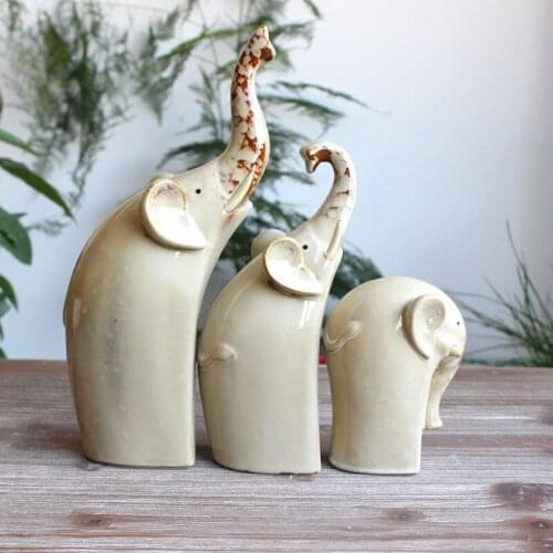 3pc/set Lucky elephant Ceramic crafts Animal model Desktop decoration home decor ornaments Birthday gift Christmas present