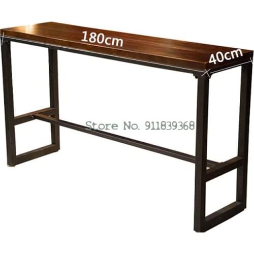 American Iron Solid Wood Home Bar Table Custom Made Milk Tea Shop Wall Bar Retro High Foot Table And Chair Combination
