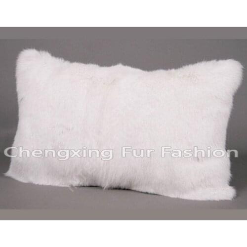Free Shipping CX-D-68B 40X60cm White Pillow Real Full Pelt Rabbit Fur Cushion Cover / Pillowcase For Decorative