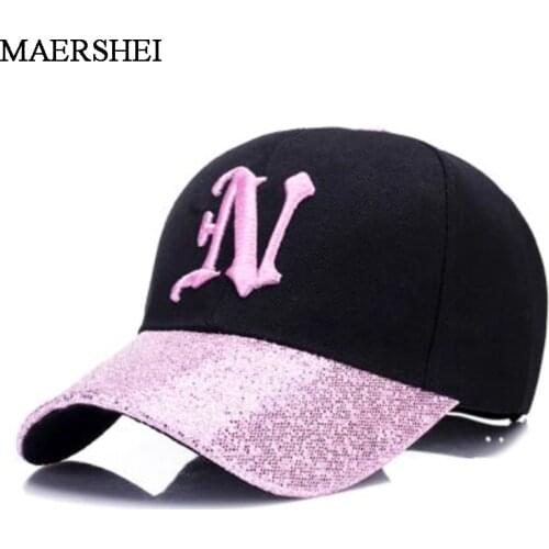 MAERSHEI new ladies letter embroidered baseball cap sequins fashion casual curved hats girls can adjust hip hop hats