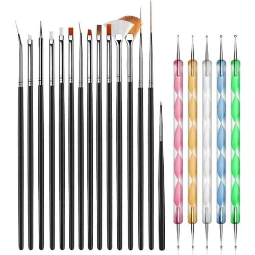 Nail Art Brush Pen Set Acrylic UV Gel Polish Dotting Painting Drawing Design for Manicure Professional Nails Brushes Kit Tools