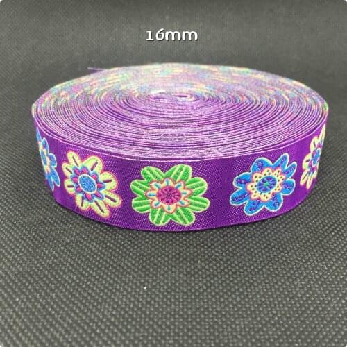 HOT!!! 2015 NEW wholesale 5/8'' 16mm Wide Green and blue flowers Woven Jacquard Ribbon dog chain accessories 10yards/lot