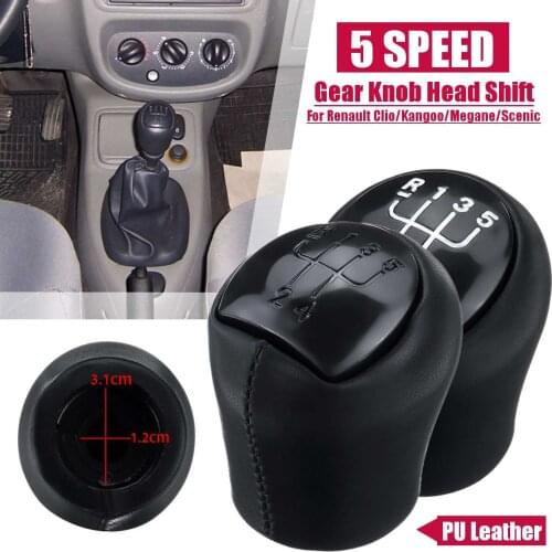 Leather Car Gear Shift Knob 5 Level Speed For Renault Clio Espace Kangoo Express Laguna Megane Cabriolet Classic Scenic Twingo