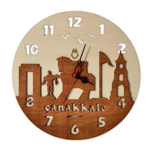 Original Design Wall Clock Gift for Wood Lovers Living Room Kitchen Decoration Kids Room Decoration Trojan War Canakkale Design