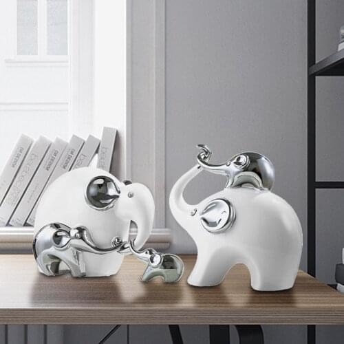 Simple Luxury Elephant Ceramic Accessories Home Livingroom Desktop Furnishing Crafts Coffee Table Sculpture Ornaments Decoration