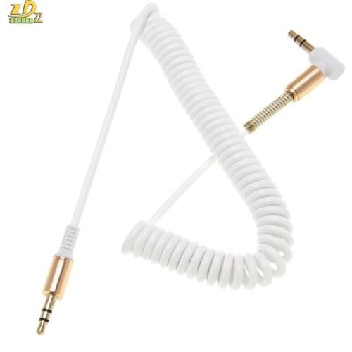 Angle head Spring Audio Cable 3.5mm Jack Male to Male 90 Degree angle Aux line Jack 3.5 for iPhone MP3 MP4 2m wholesale 300pcs