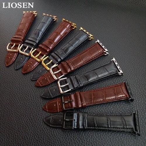 LIOSEN Genuine Leather Watch Band for Apple Watch Series 1 2 3 Watchbands Black Brown Strap 38mm 42mm