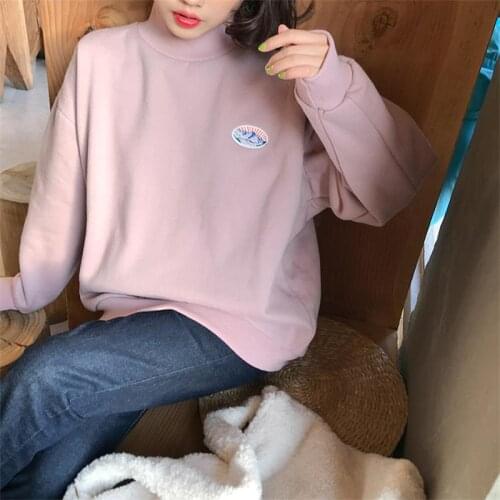 Womens Sweatshirts Japanese Harajuku Ulzzang Casual Vintage Ins Embroidery Sweatshirt Female Korean Kawaii Clothing For Women
