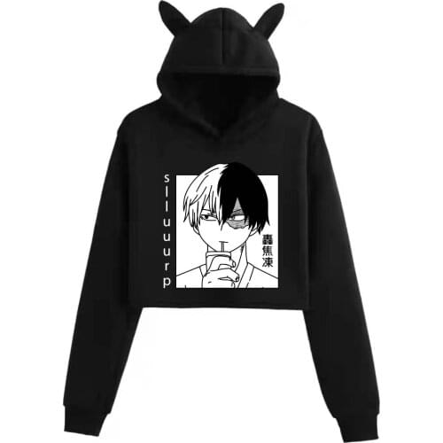 My Hero Academia Anime Hooded Cropped Hoodie Loose Hoody Printing Sweatshirt Women Hoodie