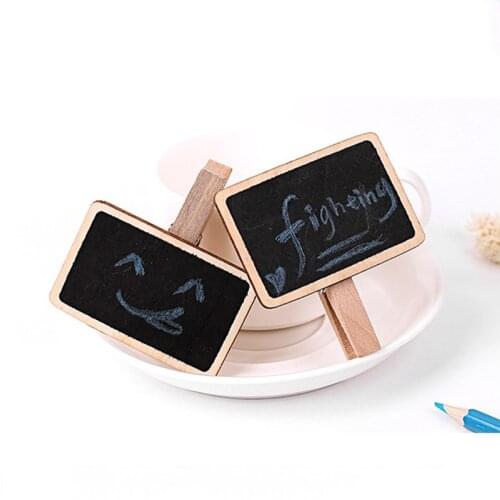 10pcs/lot Mini Wooden Blackboard Clamps Note Folder Photo Clip Mark Chalkboards Holder Wedding Decorations Office Accessories