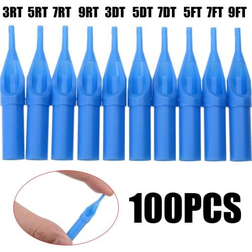 100pcs Disposable Mixed Sterile Tattoo Nozzle Tips Kit Set Professional Individually Packaged Tip Needle Tube Blue