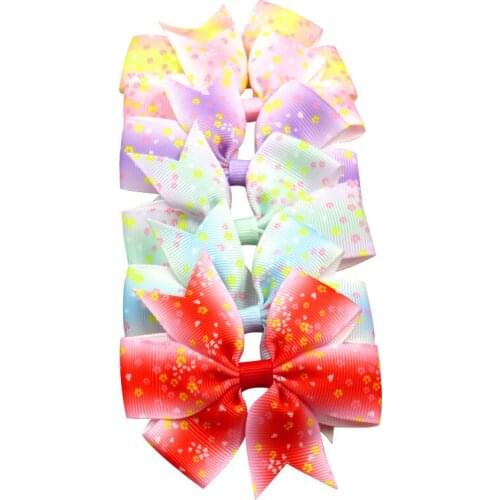 12PCS/LOT Lovely Flowers 9CM Ties Only Bows Elastic Bands For Baby Girls Hairpin Clips Goth Pins Scrunchy Kids Hair Accessories