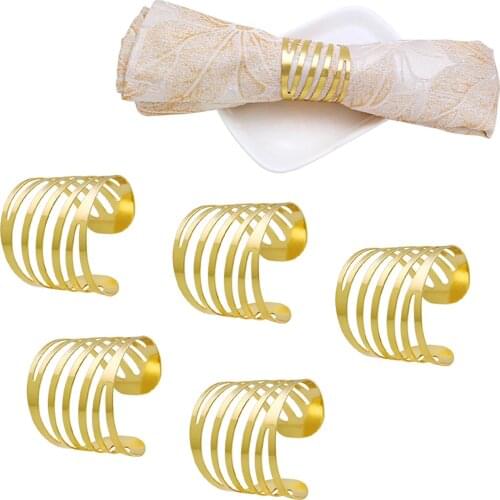 12Pcs Back Pattern Hollow Out Wedding Napkin Rings Gatherings Table Decoration