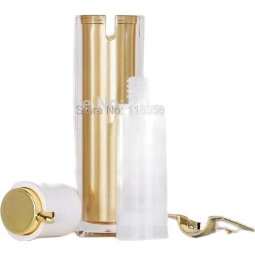 30ML square shape acrylic airless bottle or lotion bottle with airless pump can used for Cosmetic ,Gold