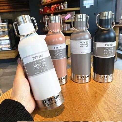 304 Stainless Steel Double-layer Durable Portable Sports Bottle Fashion Personality Ring Beer Bottle Shape Friend Gift Cup