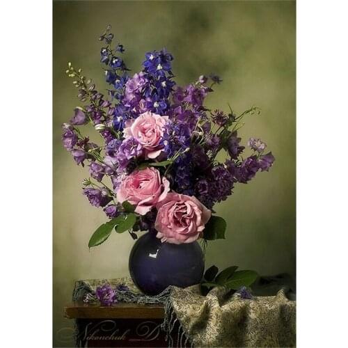 3D DIY Diamond Painting Cross Stitch Flowers Resin Needlework Home Decor Full Rhinestone Mosaic Diamond Embroidery Icon A6493R