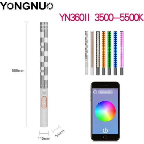 YONGNUO YN360II 3200K-5500K 5200mAh Lithium Battery RBG Handheld LED Video Light for Samsang Huawei HTC iPhone ios 6 6s 7 8 Plus