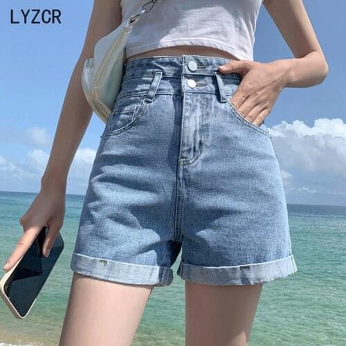 White Womens Denim Shorts 2021 Summer Casual High Waist Jeans Shorts for Women Loose Ladies Wide-leg Short Jeans Pants Casual