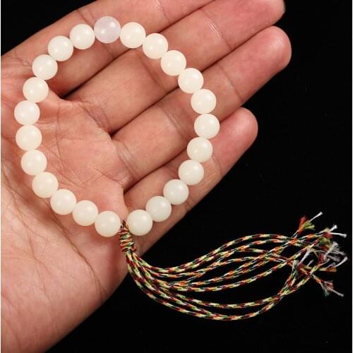 White Bodhi Seed Beads Unisex Tagua nut Yoga Meditation Bracelet For Women and Men Handmade Buddha Beaded Jewelry