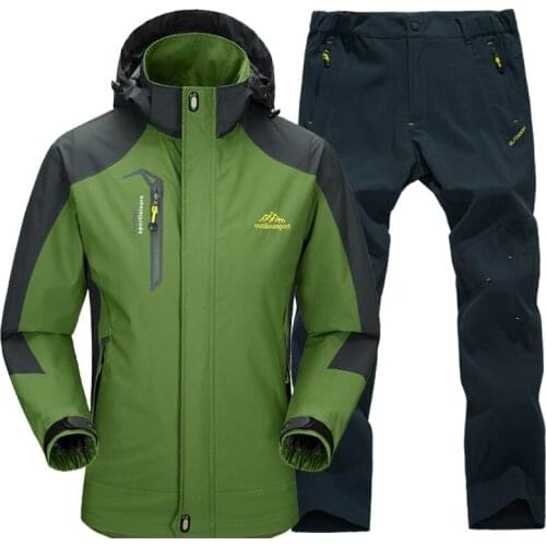 Spring autumn Outdoor men single layer thin hiking jacket & pants windproof waterproof fishing trekking mountaineering suit