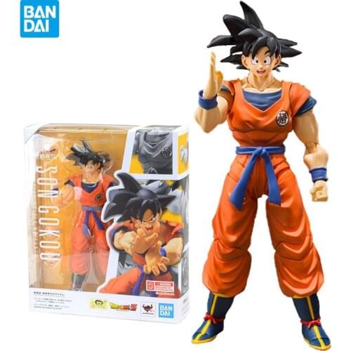 Bandai Original Shf Dragon Ball Z Anime Figure 15Cm Goku Black Hair Action Collectible Figure Model Toy for Kids