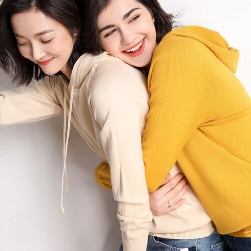 Cashmere Knitted Sweater Women Autumn Winter Tracksuit Long Sleeve Pullover Female Jumper Knitwear Hooded Hoodies Sweatshirt