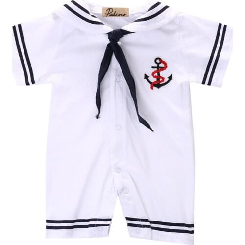 2017 Hot Short Sleeve Clothing Sets Boy Baby Clothing One Piece Romper Sailor Costume Navy Rompers Clothes Baby grow 4-18M