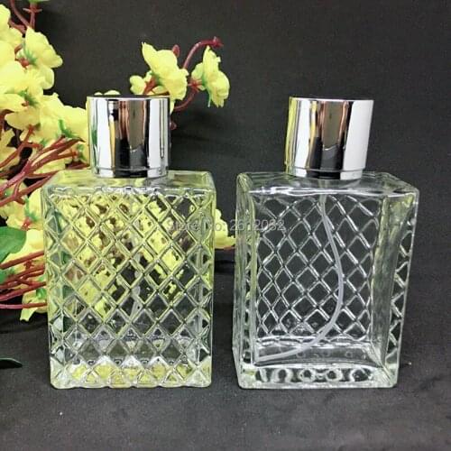 50ml Square Glass Perfume Bottle Clear Glass Spray Bottle Fragrance Packaging Bottle Refillable F20173698