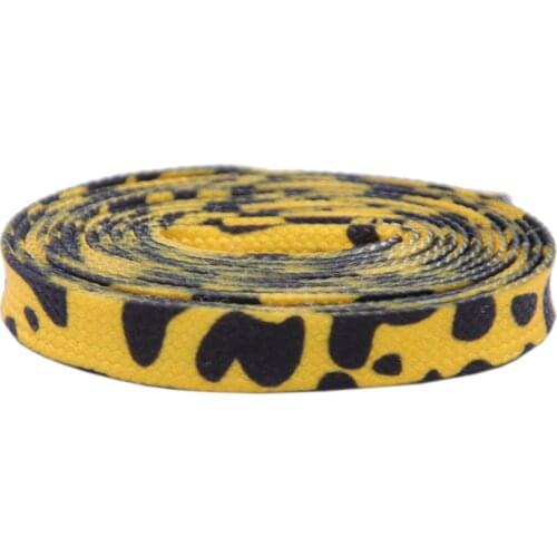 Fashion Trend 7mm Polyester Digital Printed Leopard Flat Sports Laces Thermal Transfer Shoelaces Custom Made Latchet