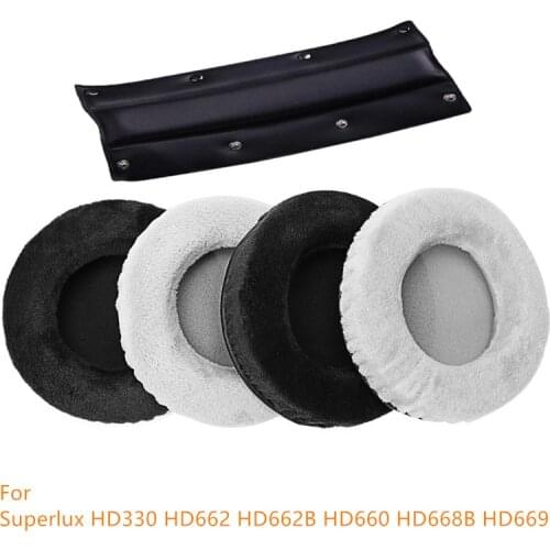 Soft Velvet Replacement Ear Pads Headband With Earmuffs for Superlux HD330 HD662 HD662B HD660 HD668B HD669 HD681 EVO HD681B
