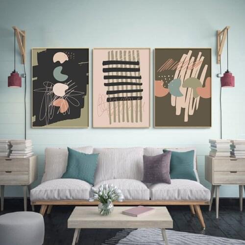 Boho Style Abstract Pink Elements Wall Art Interior Canvas Painting Prints Geometry Posters and Pictures for Bedroom Home Decor