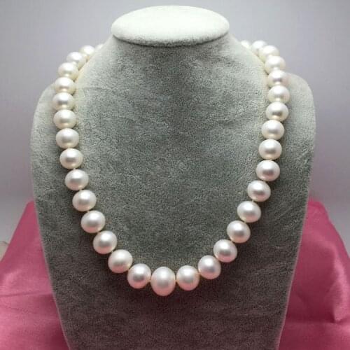 Natural 12-15mm natural freshwater pearl necklace genuine very light FREE shipping