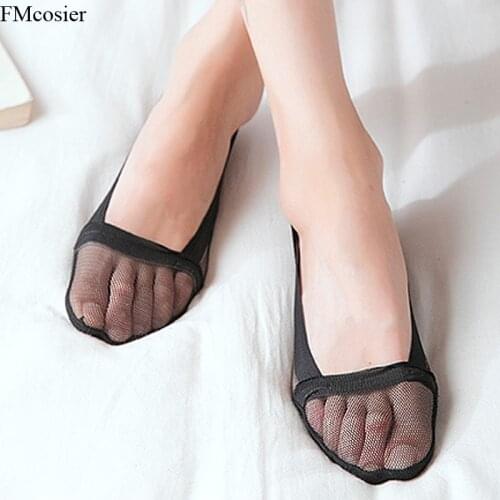 5 Pairs Summer Womens Mesh Nylon Breathable invisible slippers Ultra Thin No Slip Socks With Silicon Inside calcetines
