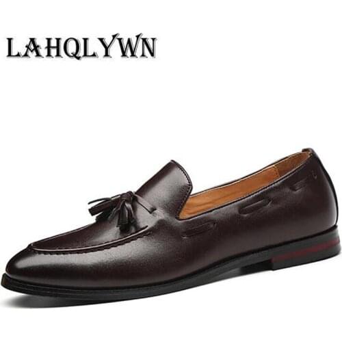 New Men Tassel Loafers PU Leather Formal Shoes Elegant Dress Shoe Simple Slip On Man Casual Footwear Large Size 48 47 46 H292