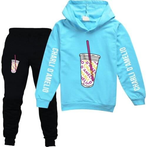 Be well received Arrival Charli Damelio Hoodie Sweatpants Suit charlie damelio Shirt Trousers Sets child Boys/Girls Sweatshirt