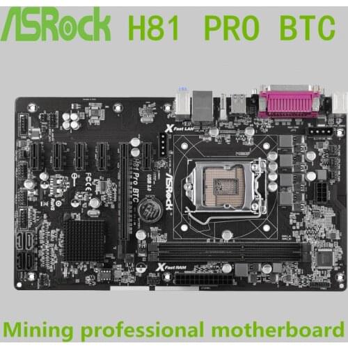 Original motherboard for ASRock H81 Pro BTC LGA 1150 DDR3 16GB for 22nm USB3.0 H81 Desktop motherborad Free shipping