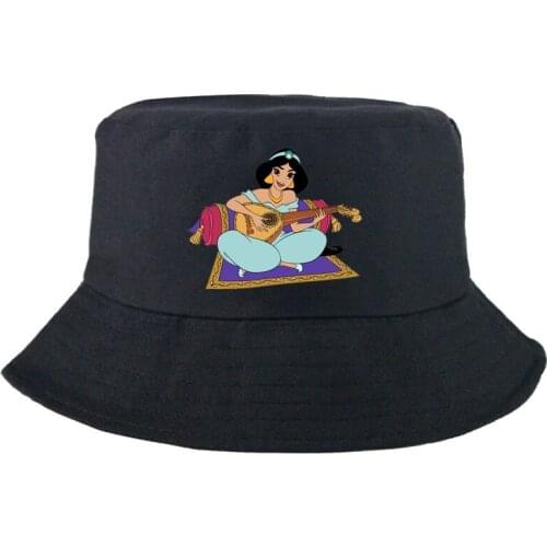 Disney Aladdin and the magic lamp Jasmine Bucket Hat Unisex Fashion Summer Double-sided Fisherman Hat Outdoor Fisherman Hat