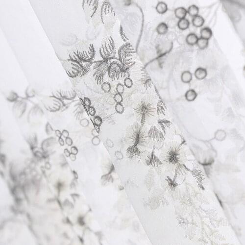 Aesthetic pastoral window screen fairy style mesh embroidery screen curtain wholesale bedroom living room balcony curtain screen