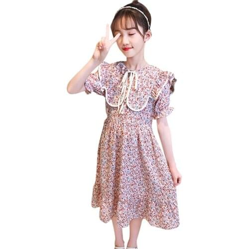 Girls Dress Floral Pattern Girls' Dresses Casual Style Children Dress Summer Girls Costumes Kids 6 8 10 12 14