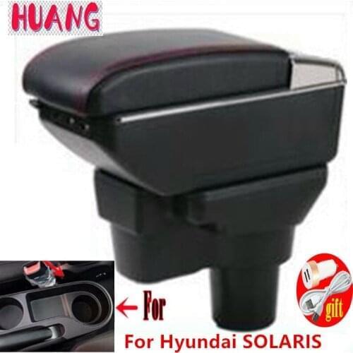 For Hyundai SOLARIS Armrest 2017 2018 2019 2020 Retrofit parts Car Armrest box Storage box car accessories Interior with USB LED