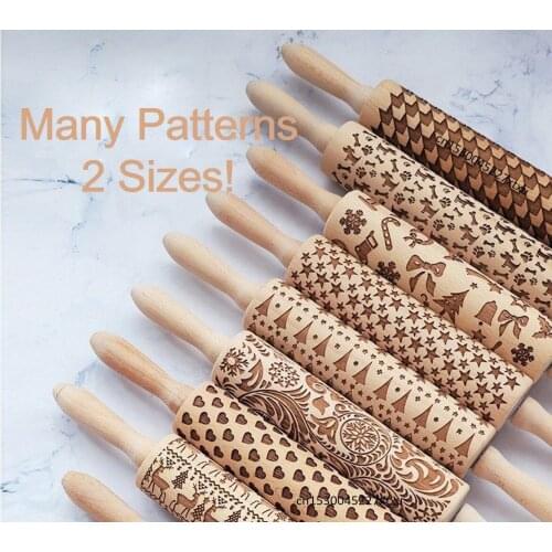Christmas Embossing Rolling Pin with Cookie Mold