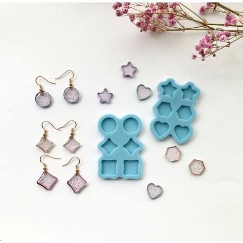 Multi-combination Diamond Ear Studs Earrings Epoxy Resin Mold Jewelry Pendant Casting Silicone Mold DIY Crafts Ear Dangle Making