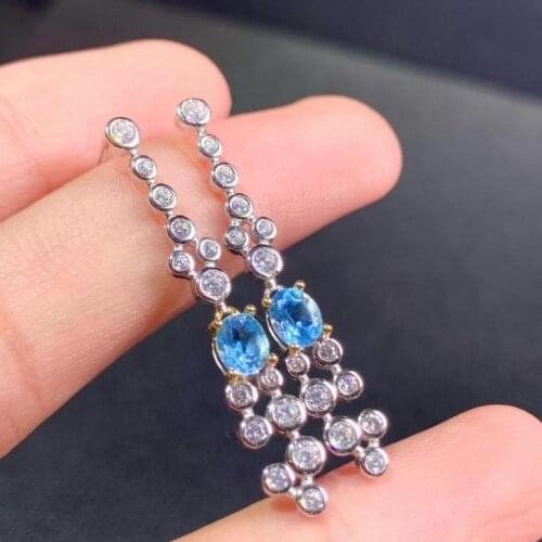 Natural Topaz Earrings. The latest design. European and American super fashion design. 925 sterling silver. Include certificate